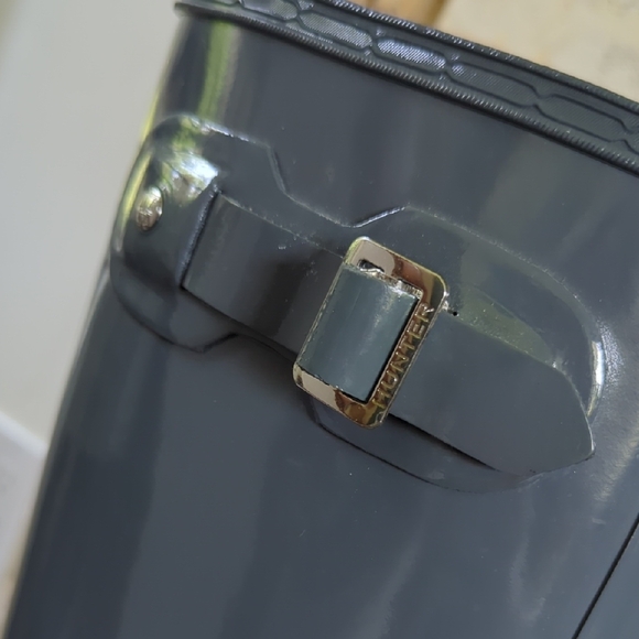 HUNTER I Original Tall Gloss Graphite Blue Grey Welly Rain Boots, US 5 EU 36 - Picture 9 of 16